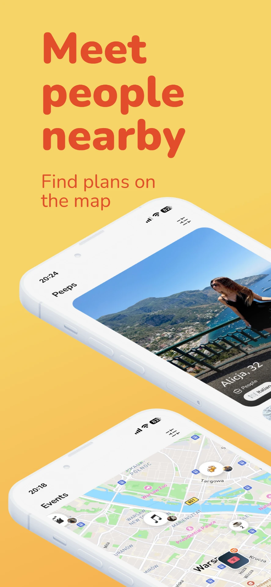 Meet people nearby and find plans on the Peeps map